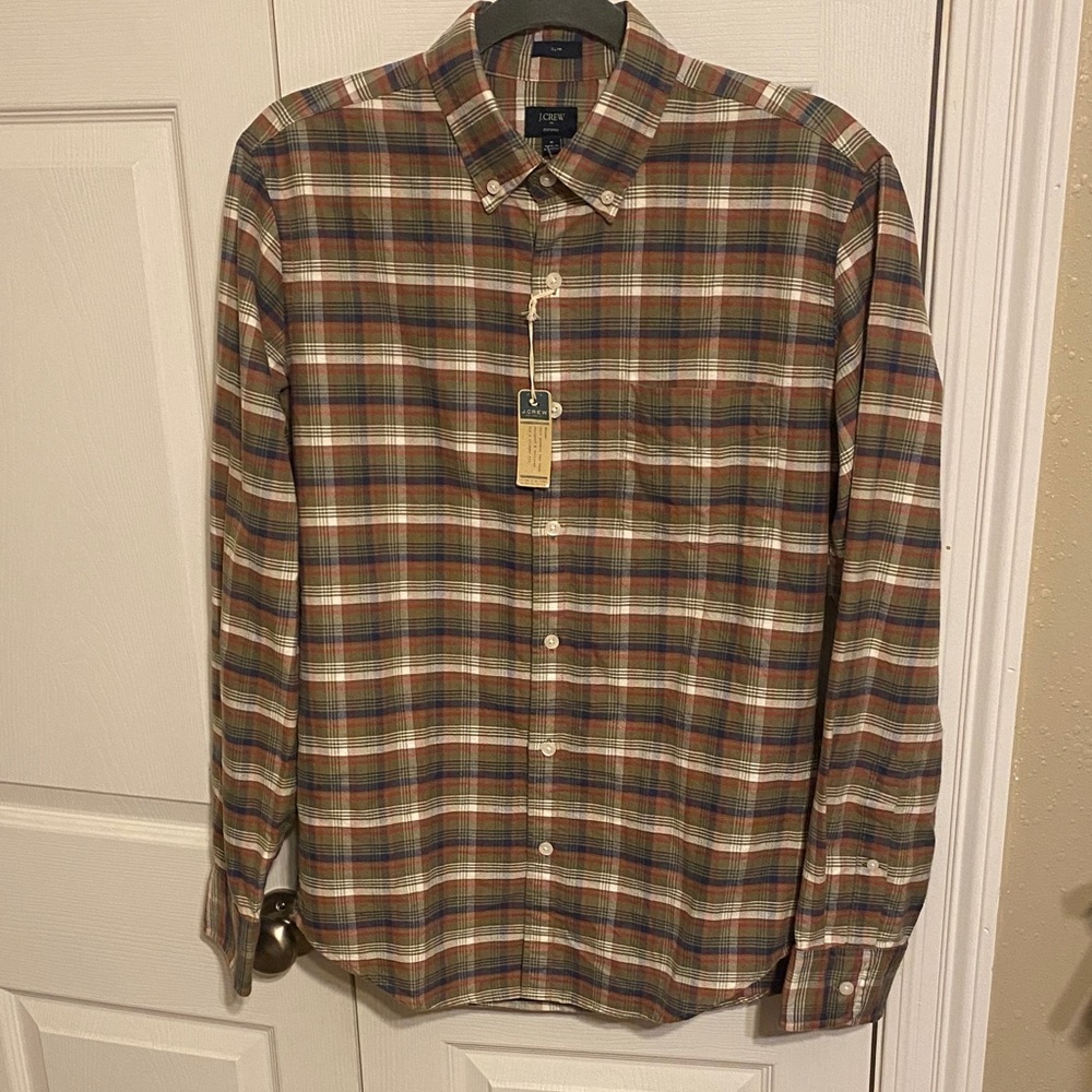 J. Crew Men's Brown Plaid Button-Down Shirt